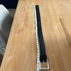 Michael Kors Black Leather Belt with Silver Buckle